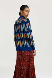 frida pullover--jaipur maze royal blue