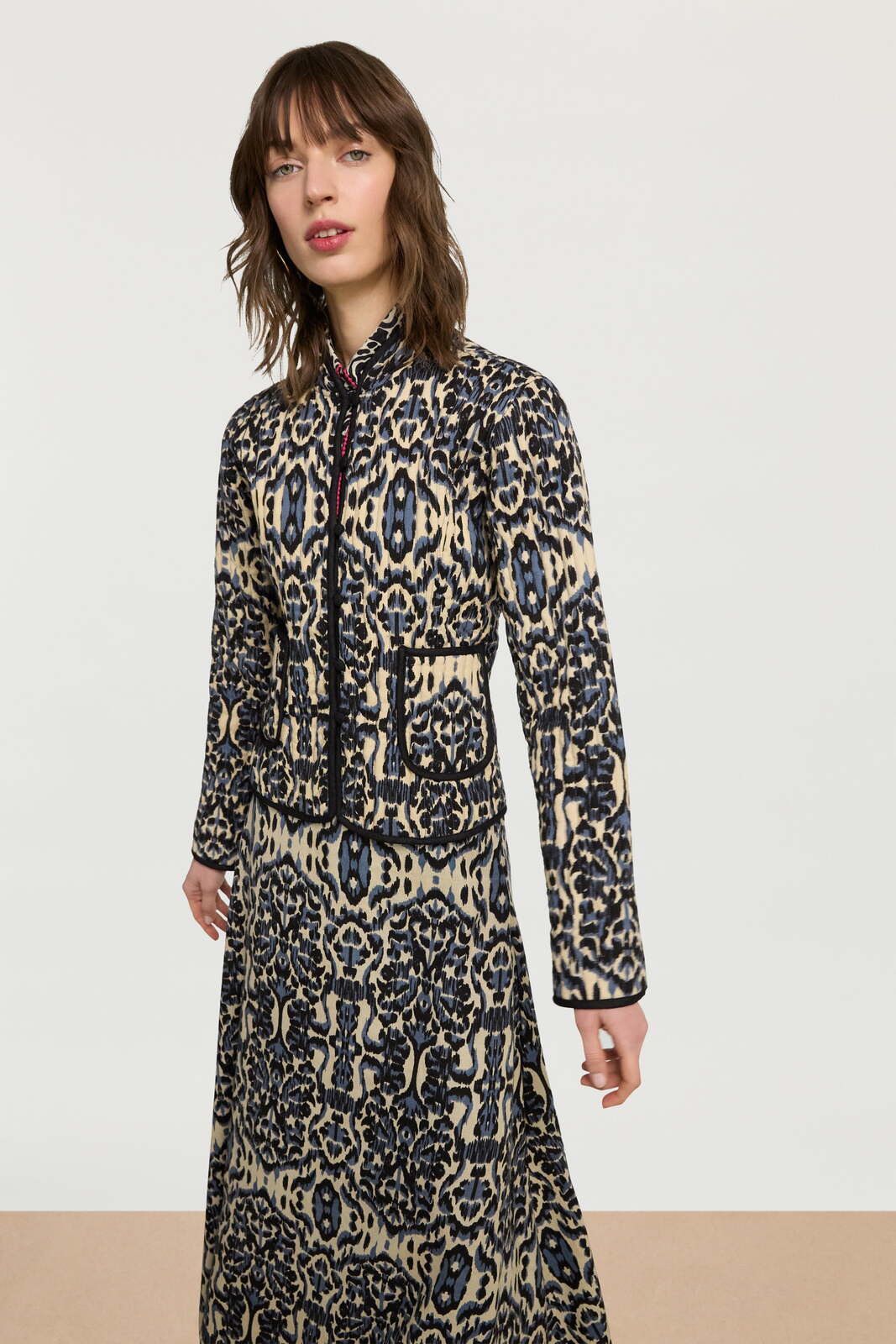 haridwari jacket--kasuri ikat ivory