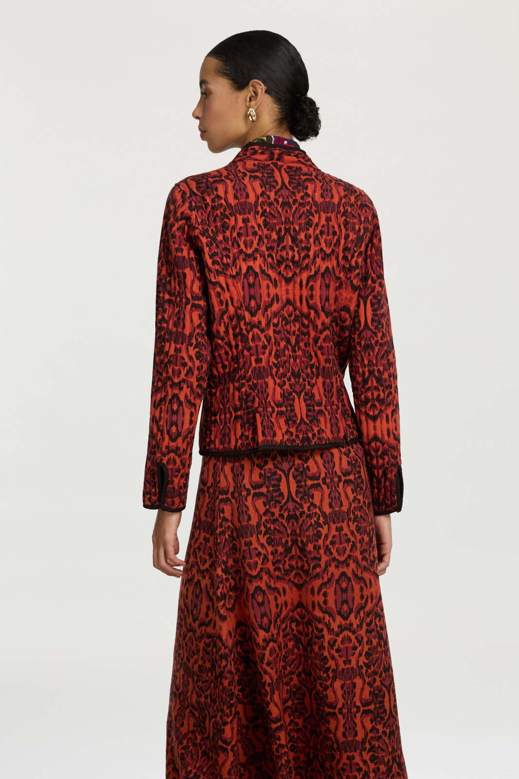 haridwari jacket--kasuri ikat rust
