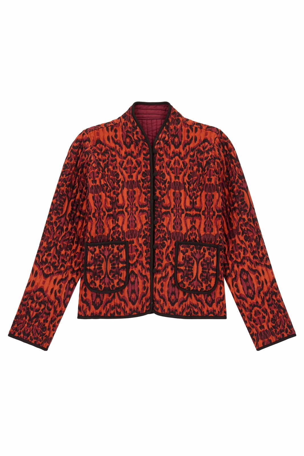 haridwari jacket--kasuri ikat rust
