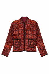 haridwari jacket--kasuri ikat rust