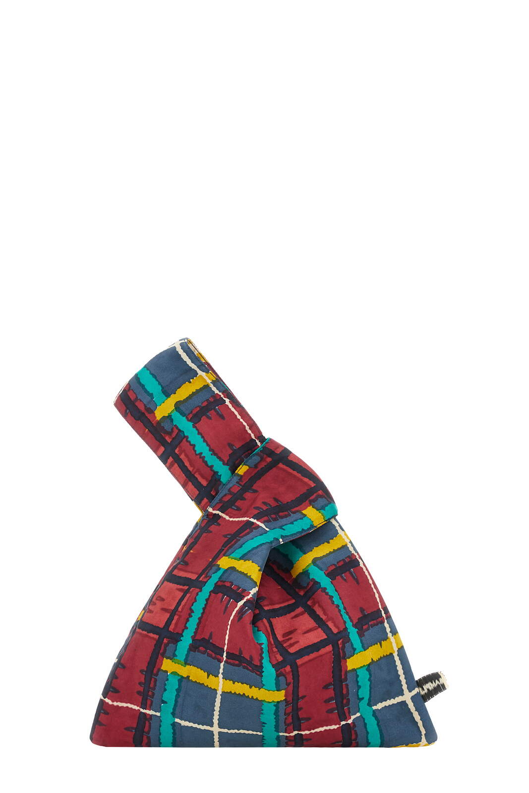 borsa knot in seta--orihime tartan fucsia