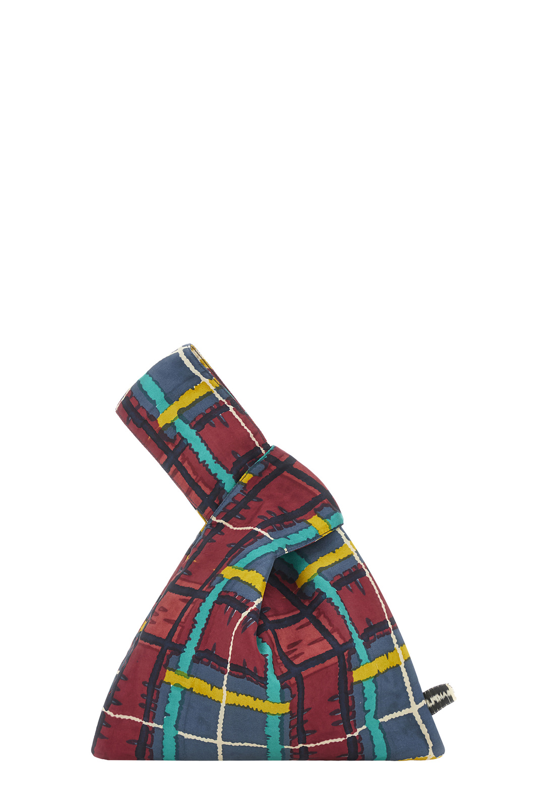 borsa knot in seta--orihime tartan fucsia