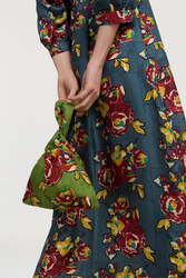 knot bag silk--orihime tartan olive green