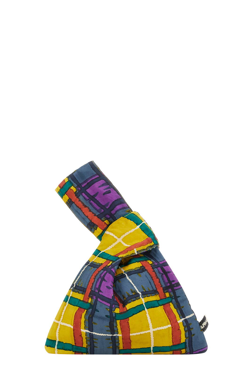 knot bag silk--orihime tartan olive green