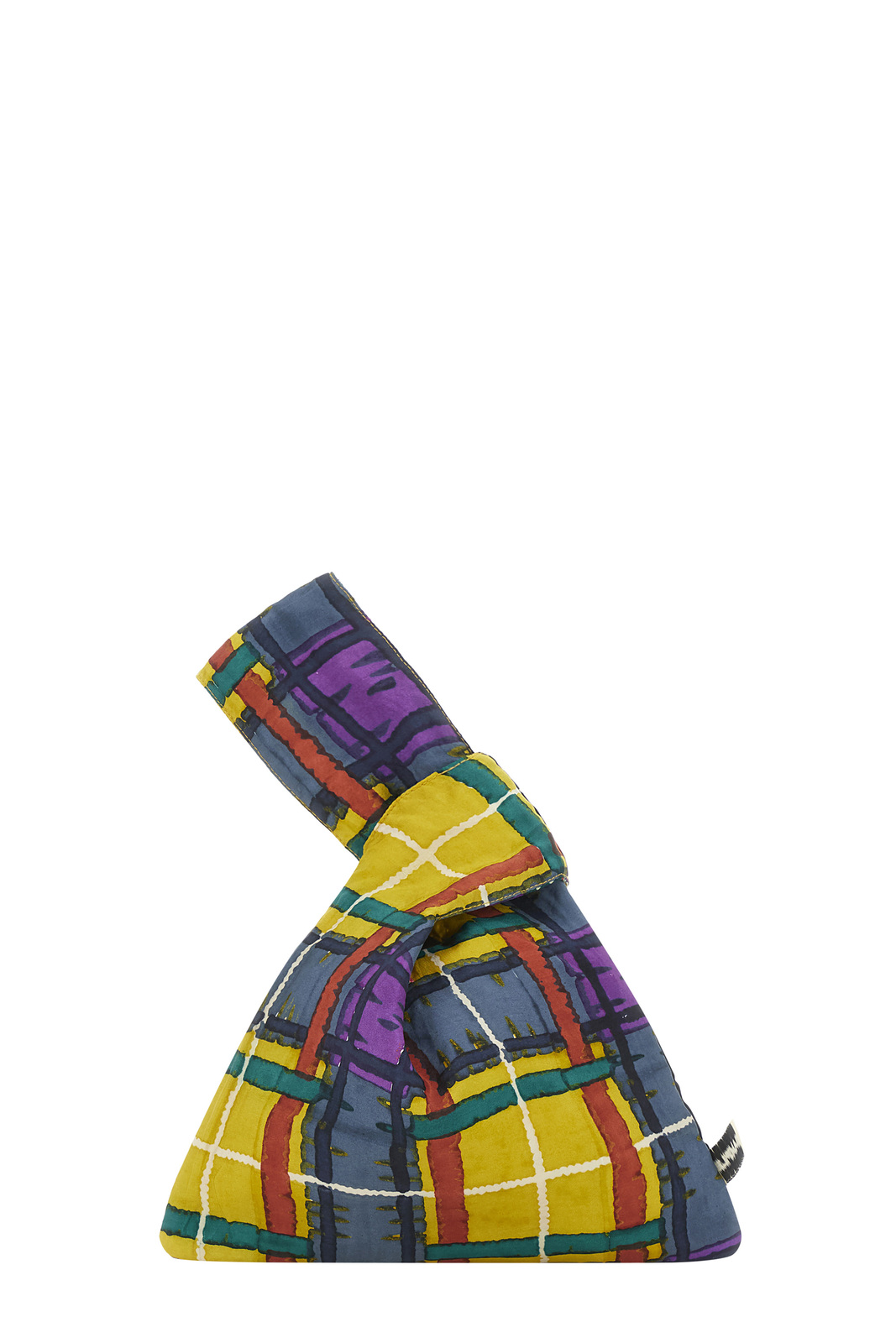 knot bag silk--orihime tartan olive green