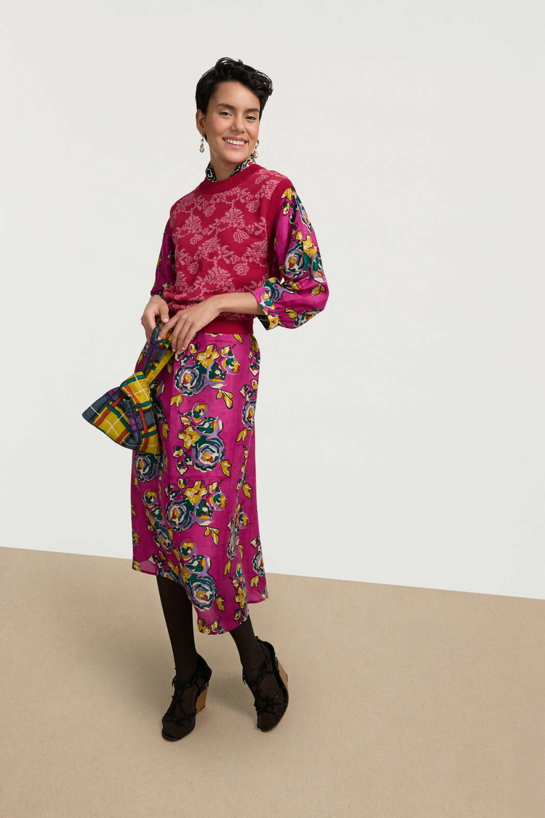 lotty dress--orihime roses fuxia