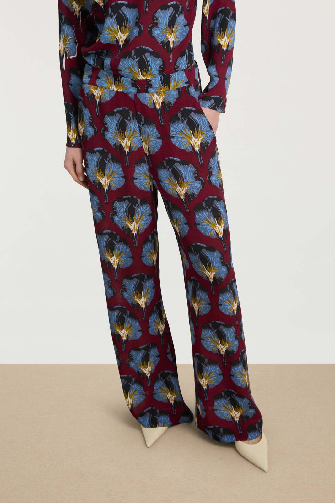 marina pants--kaori dark ruby red