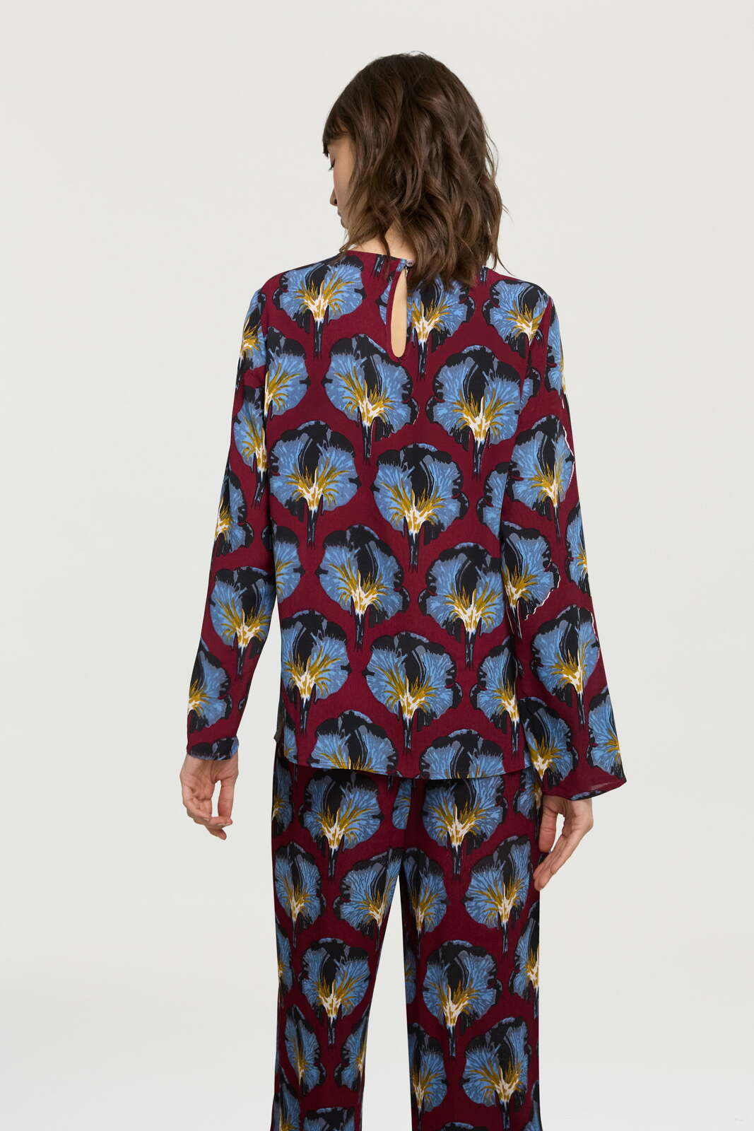 camicia marina--crepe kaori dark ruby red