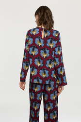camicia marina--crepe kaori dark ruby red