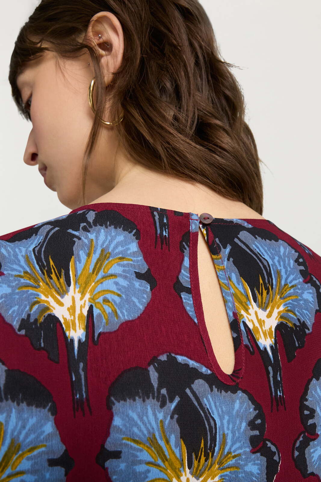 camicia marina--crepe kaori dark ruby red