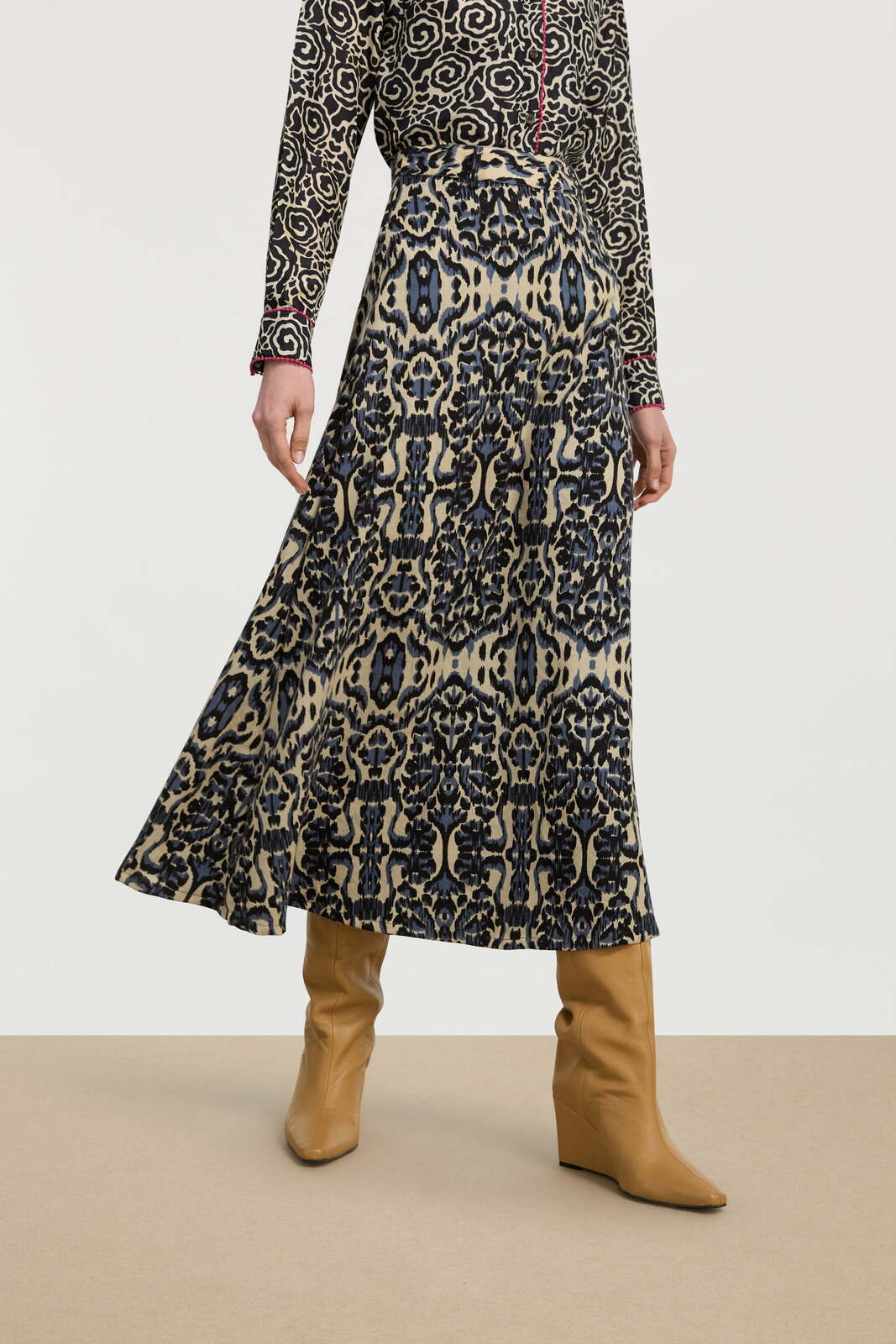 mikado skirt--matty kasuri ikat ivory
