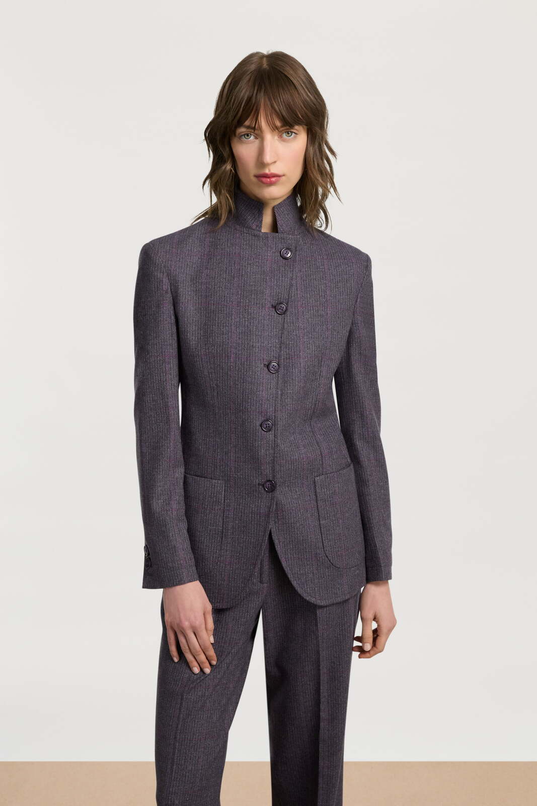 giacca noa--tartan aubergine