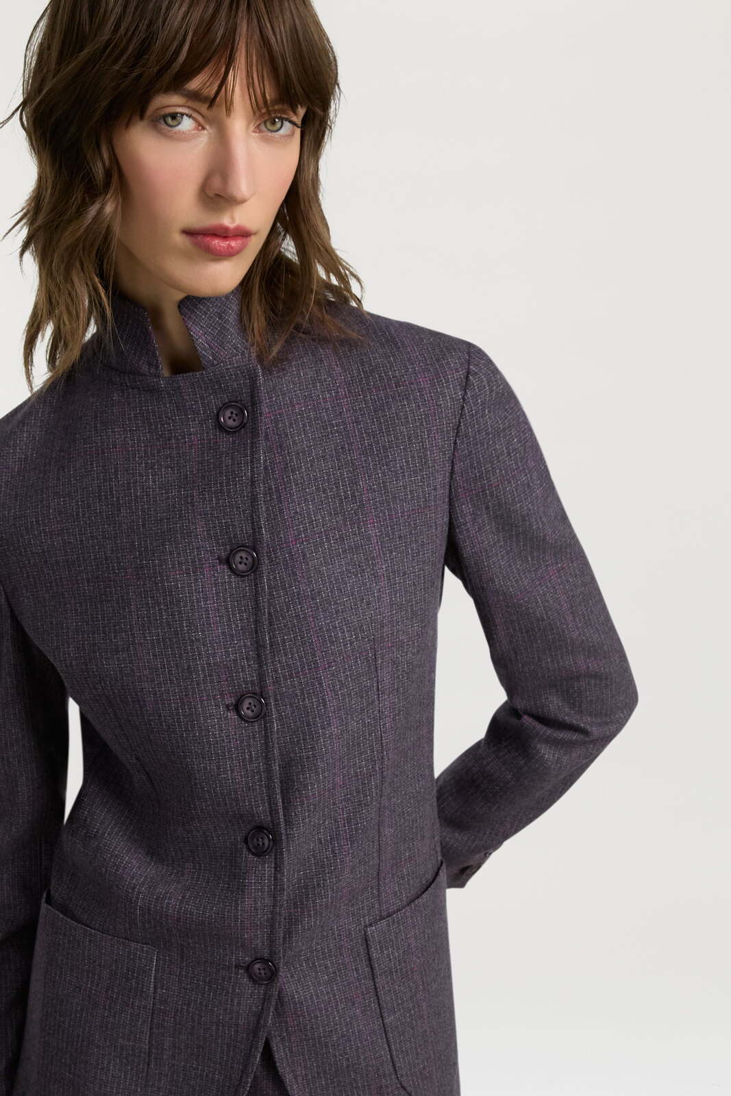 giacca noa--tartan aubergine