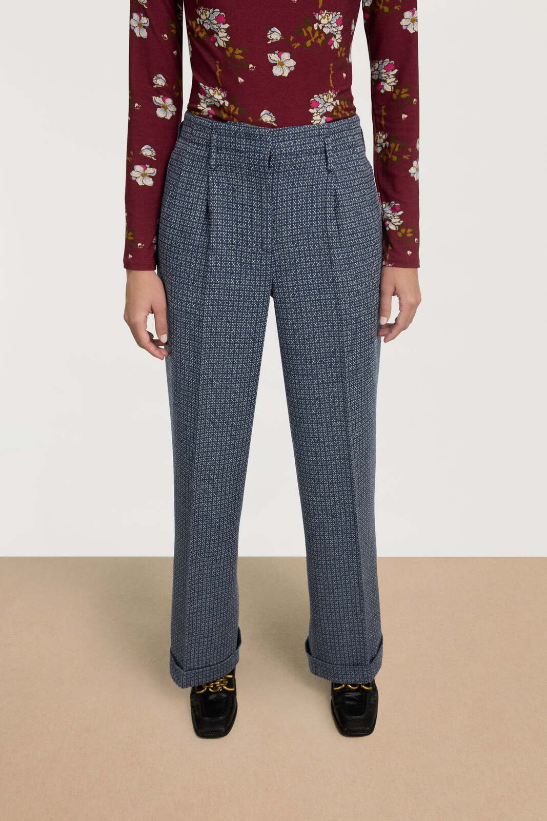noa pant--checks blue