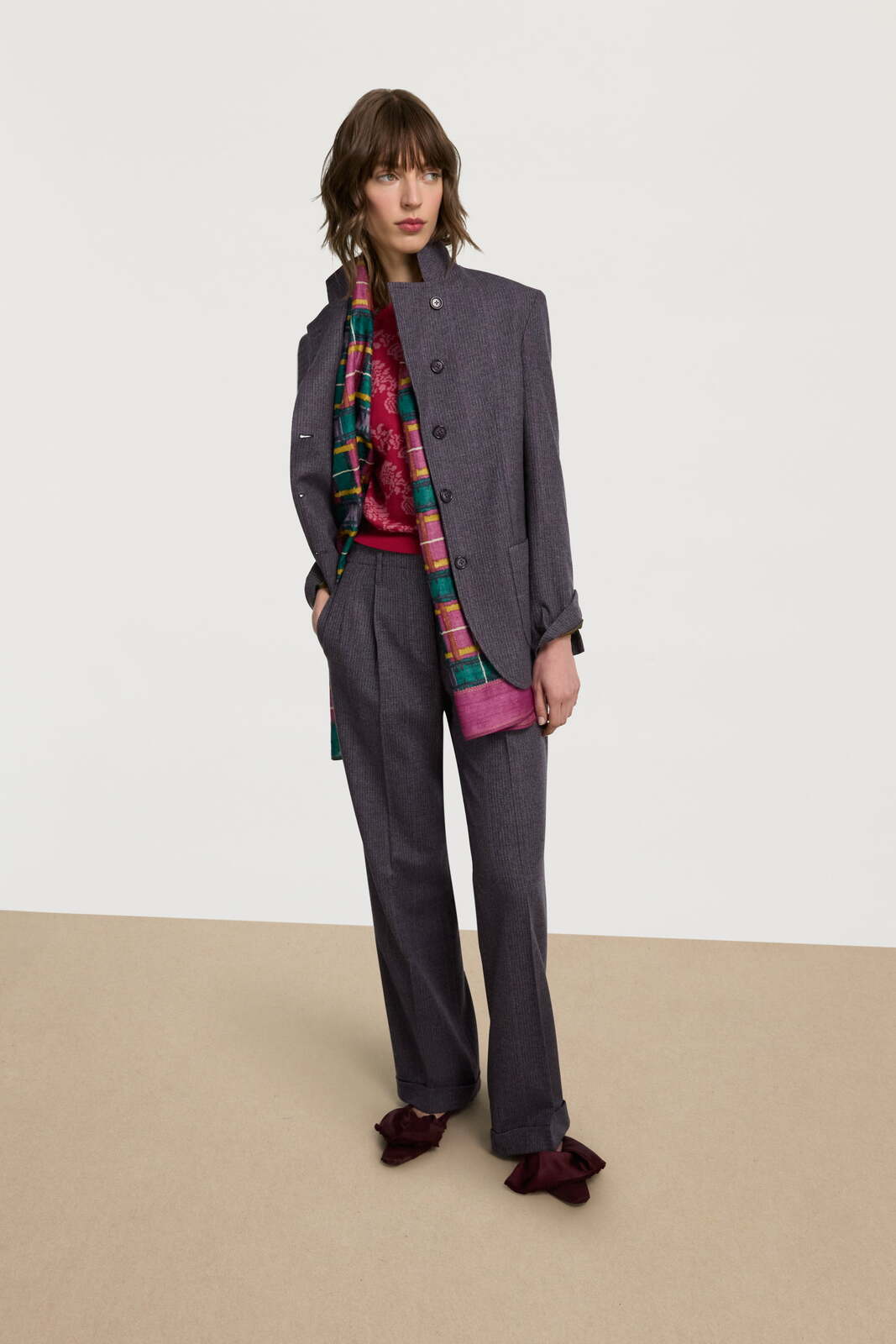 noa pant-- tartan aubergine