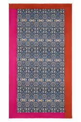 stole wool silk 100x200cm--kasuri damask ivory