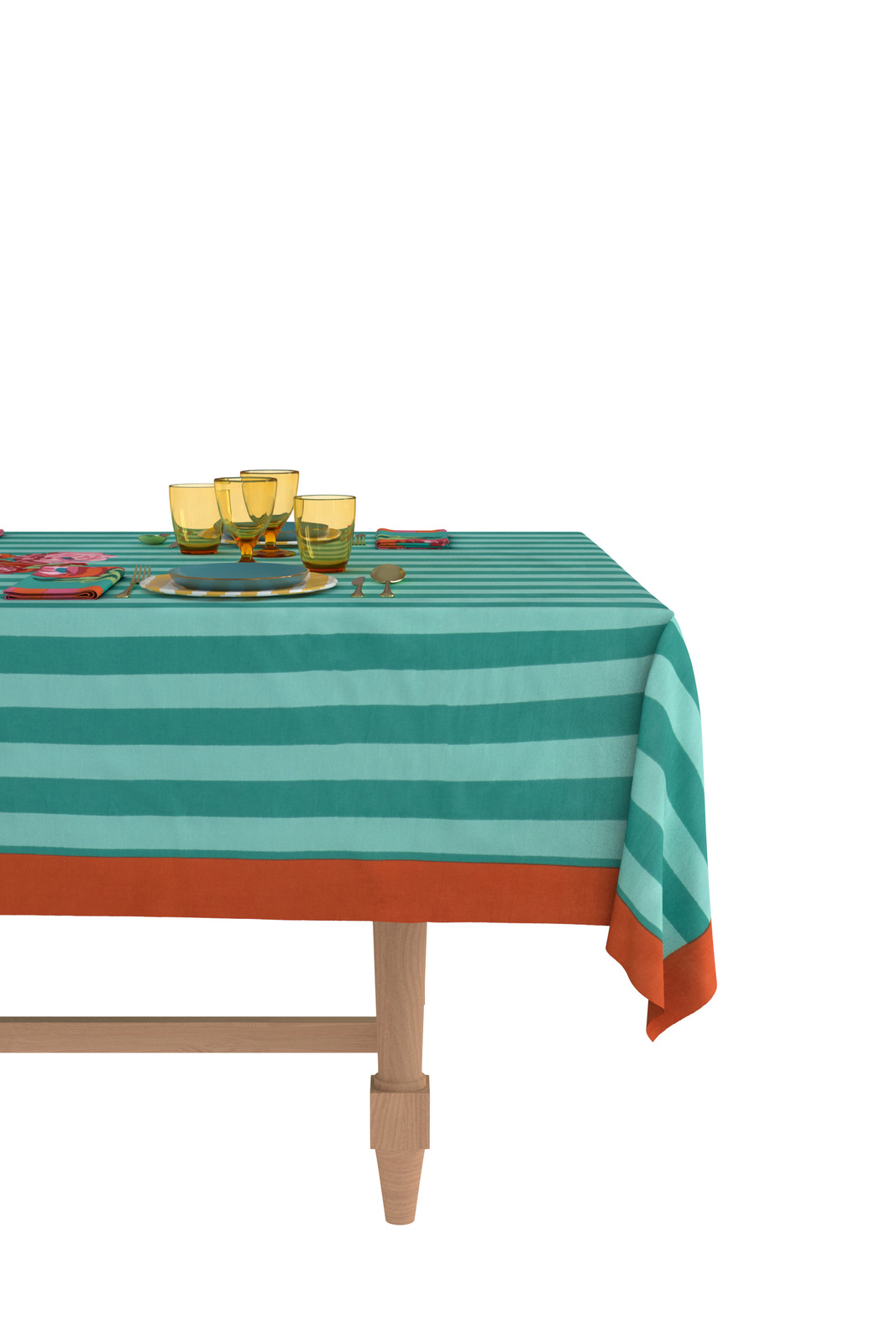cotton cloth 140x240cm--nizam stripes aqua veronese