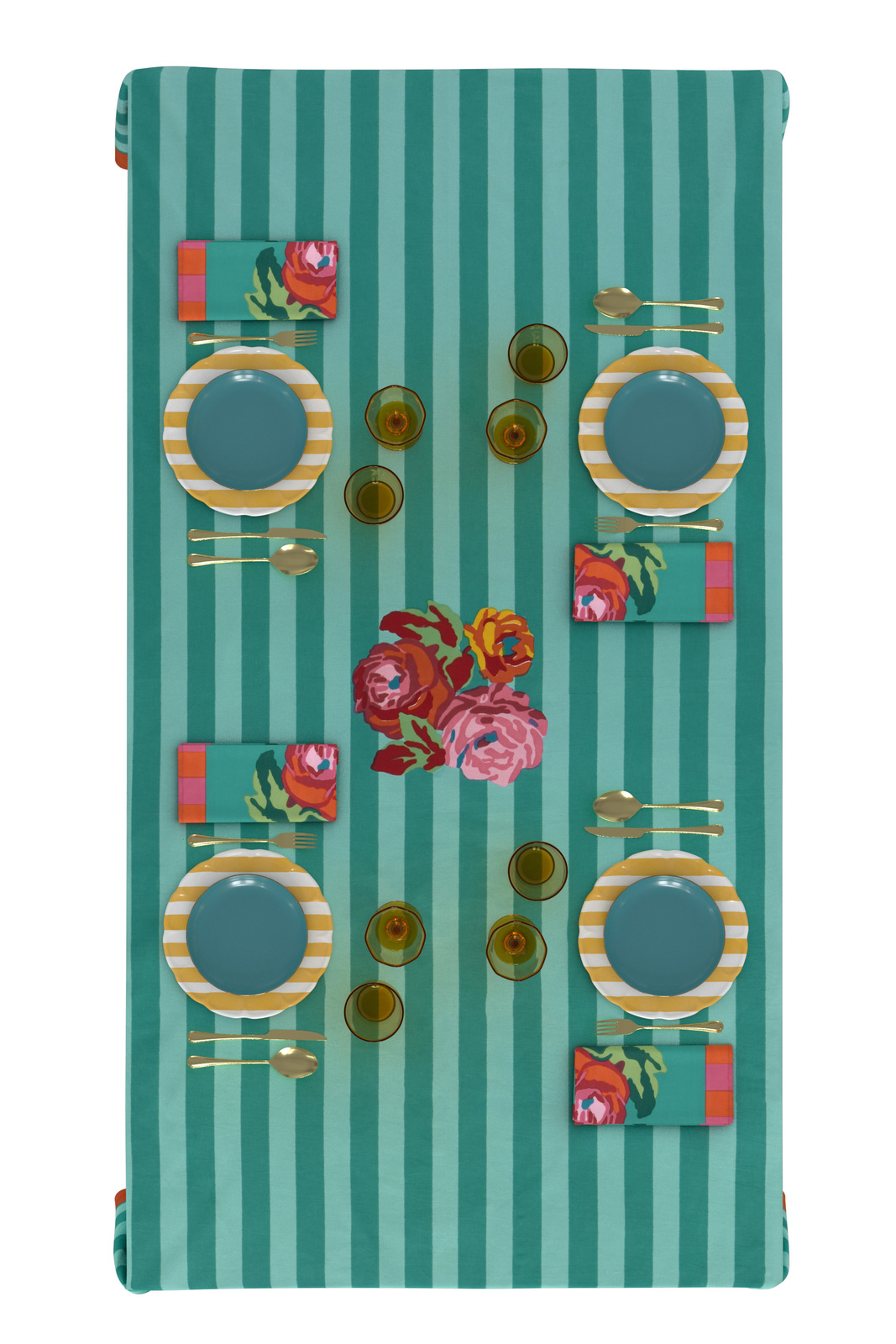cotton cloth 140x240cm--nizam stripes aqua veronese