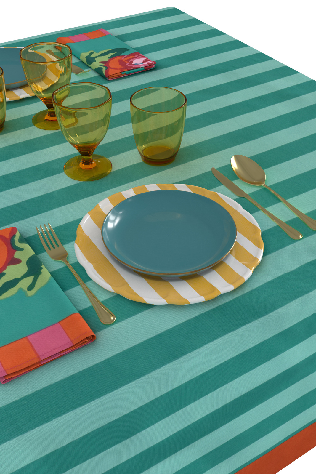 cotton cloth 140x240cm--nizam stripes aqua veronese