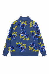 frida pullover-- gensho flower grey blue