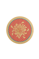masonite placemat 34cm--gold boule flower red