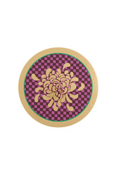 masonite placemat 34cm--gold boule flower fuxia