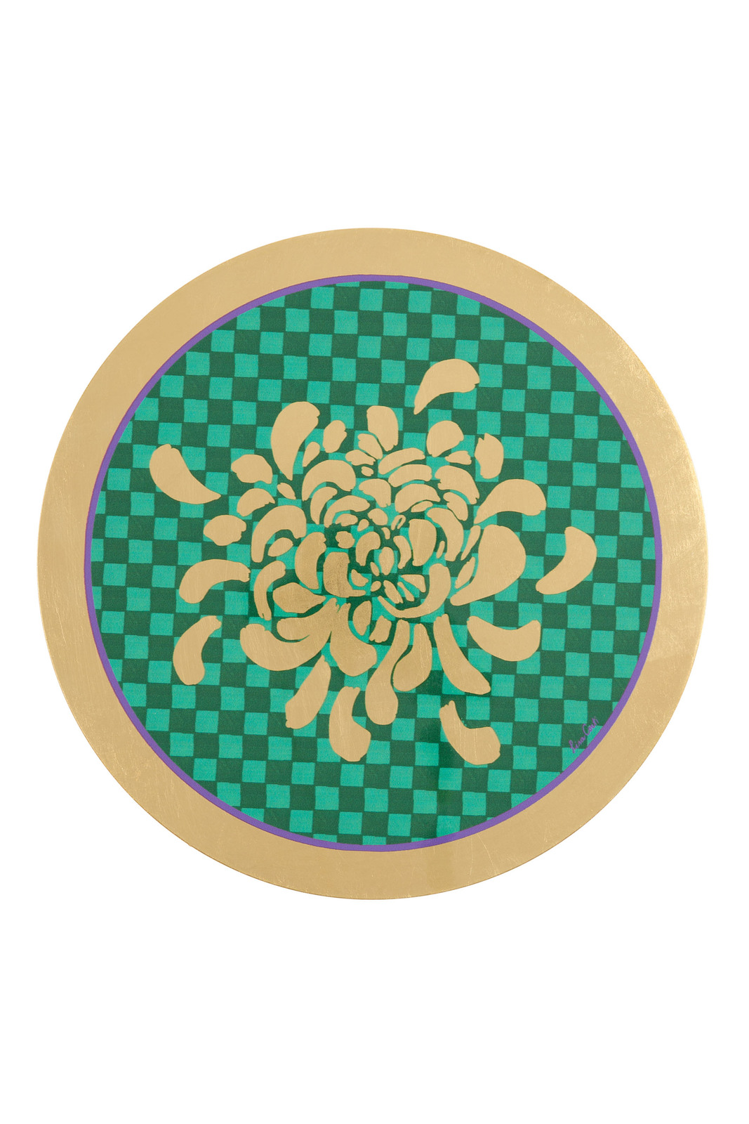 tovaglietta rigida 34cm--oro boule flower green