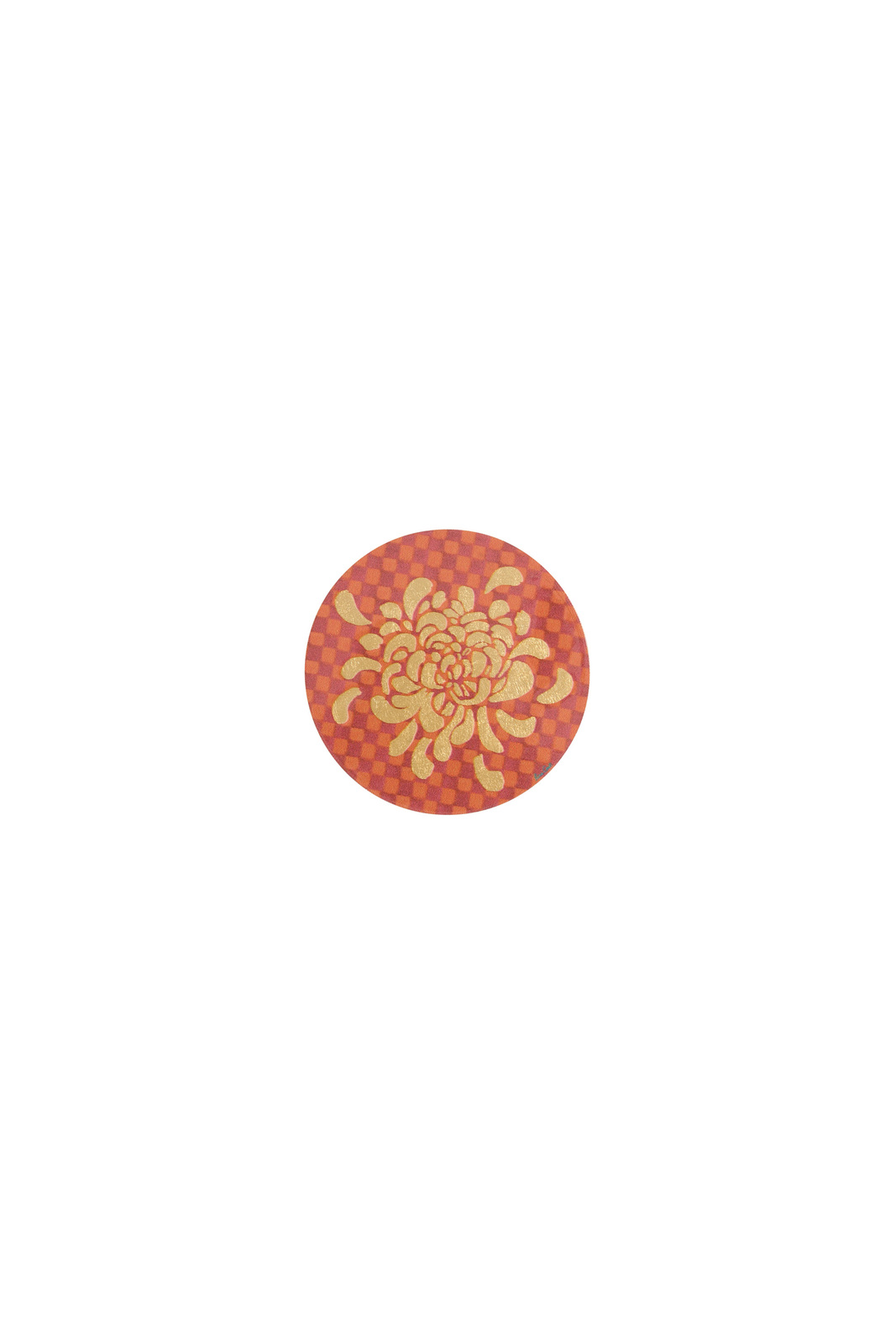 coaster--gold boule flower red