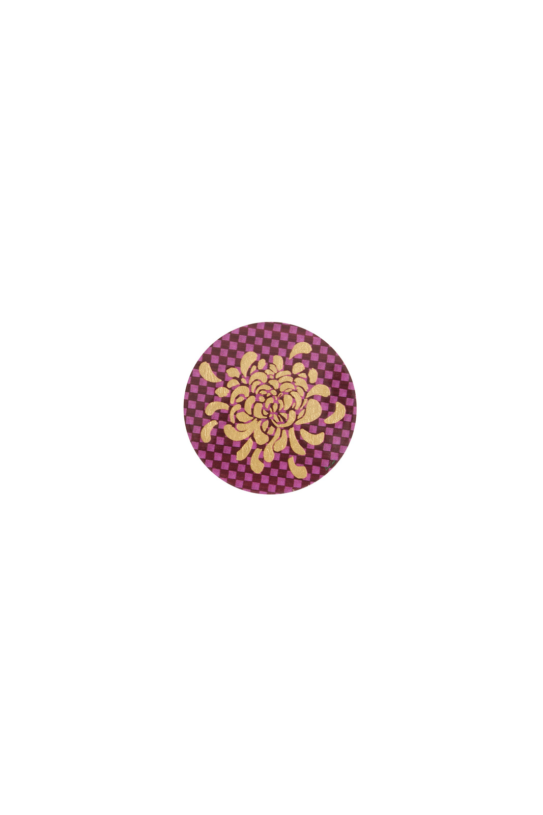 coaster--gold boule flower fuxia