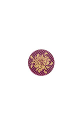coaster--gold boule flower fuxia