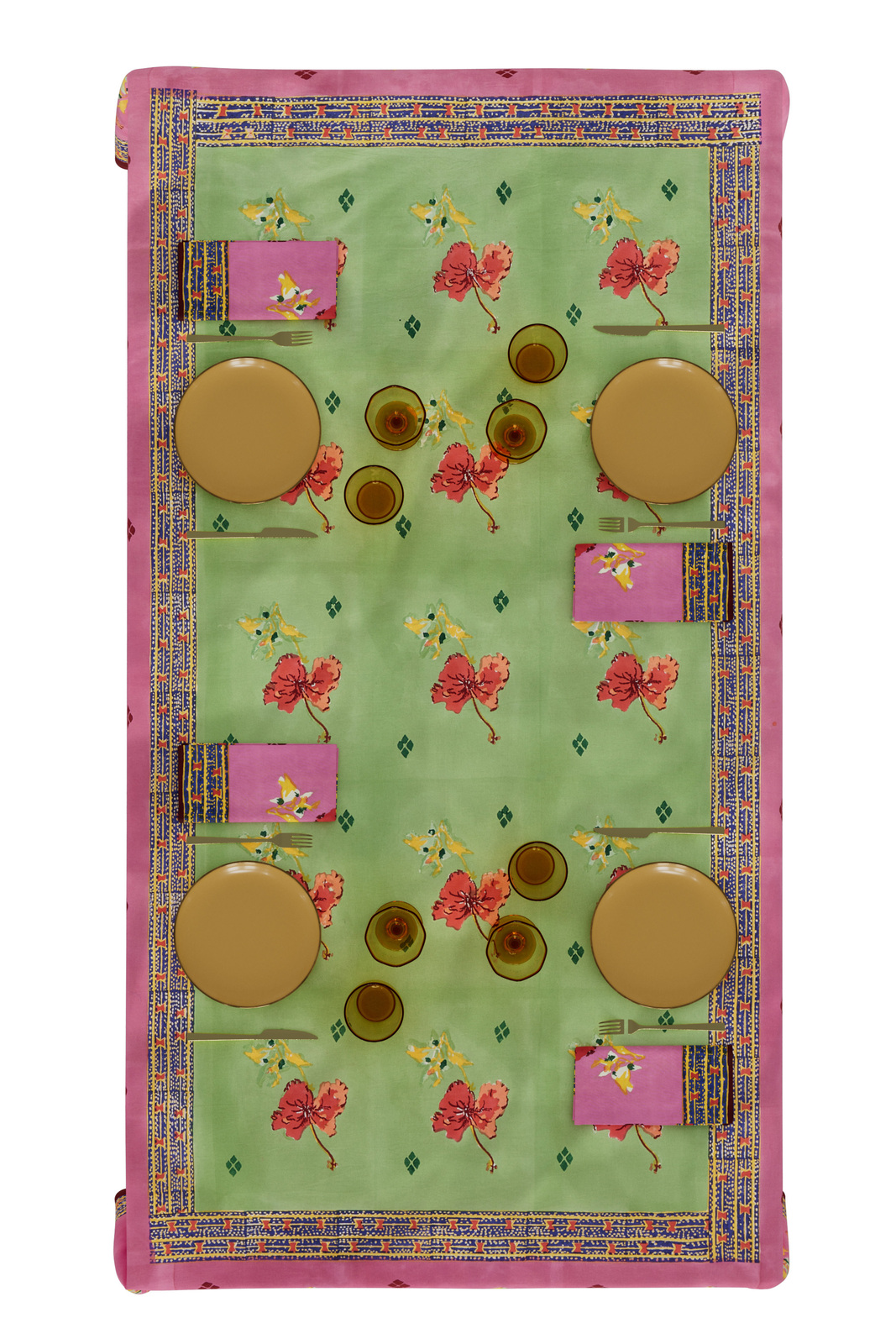 cotton cloth 180x180cm--ibisco green pink