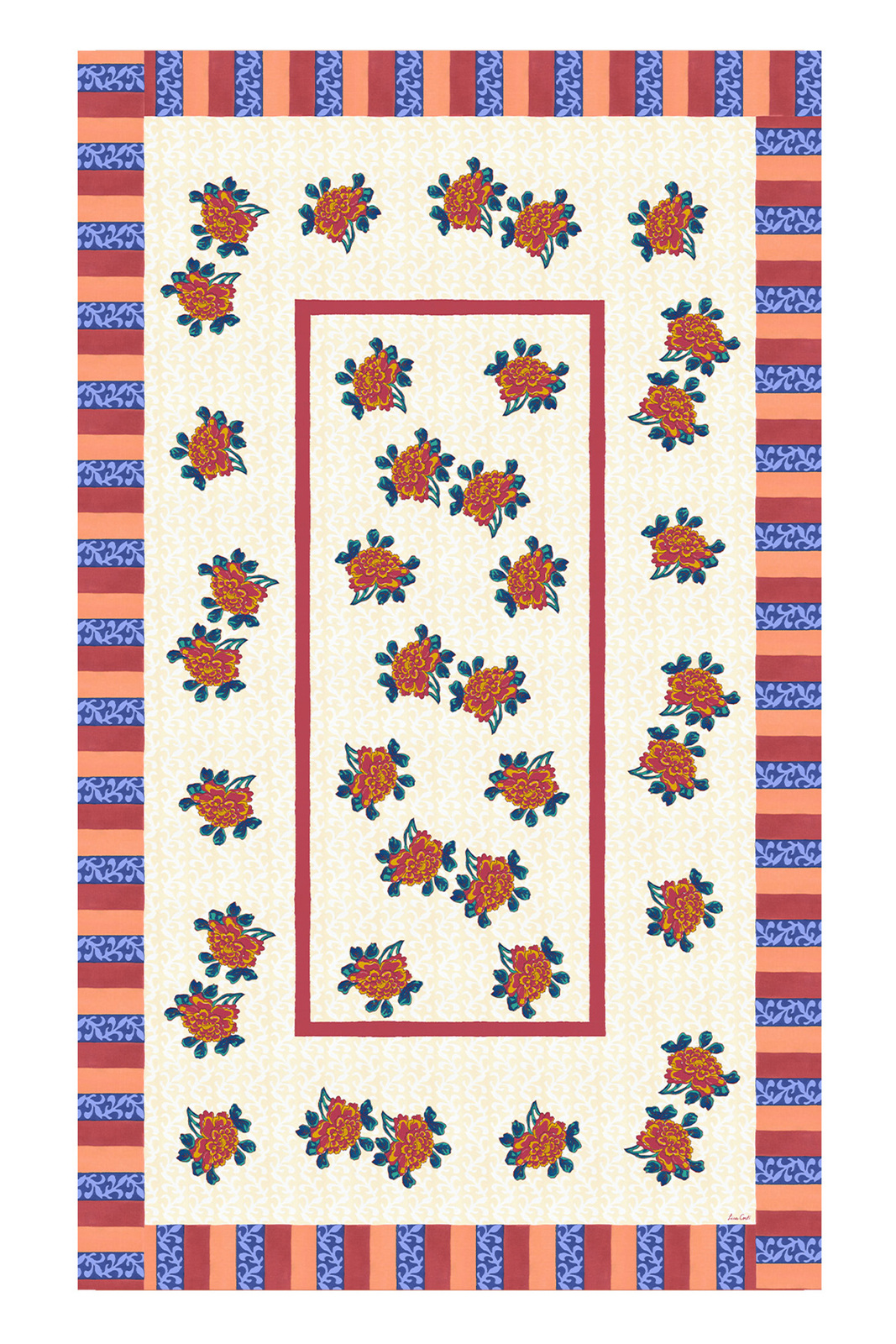 telo cotone 140x240cm--ortensia red gold