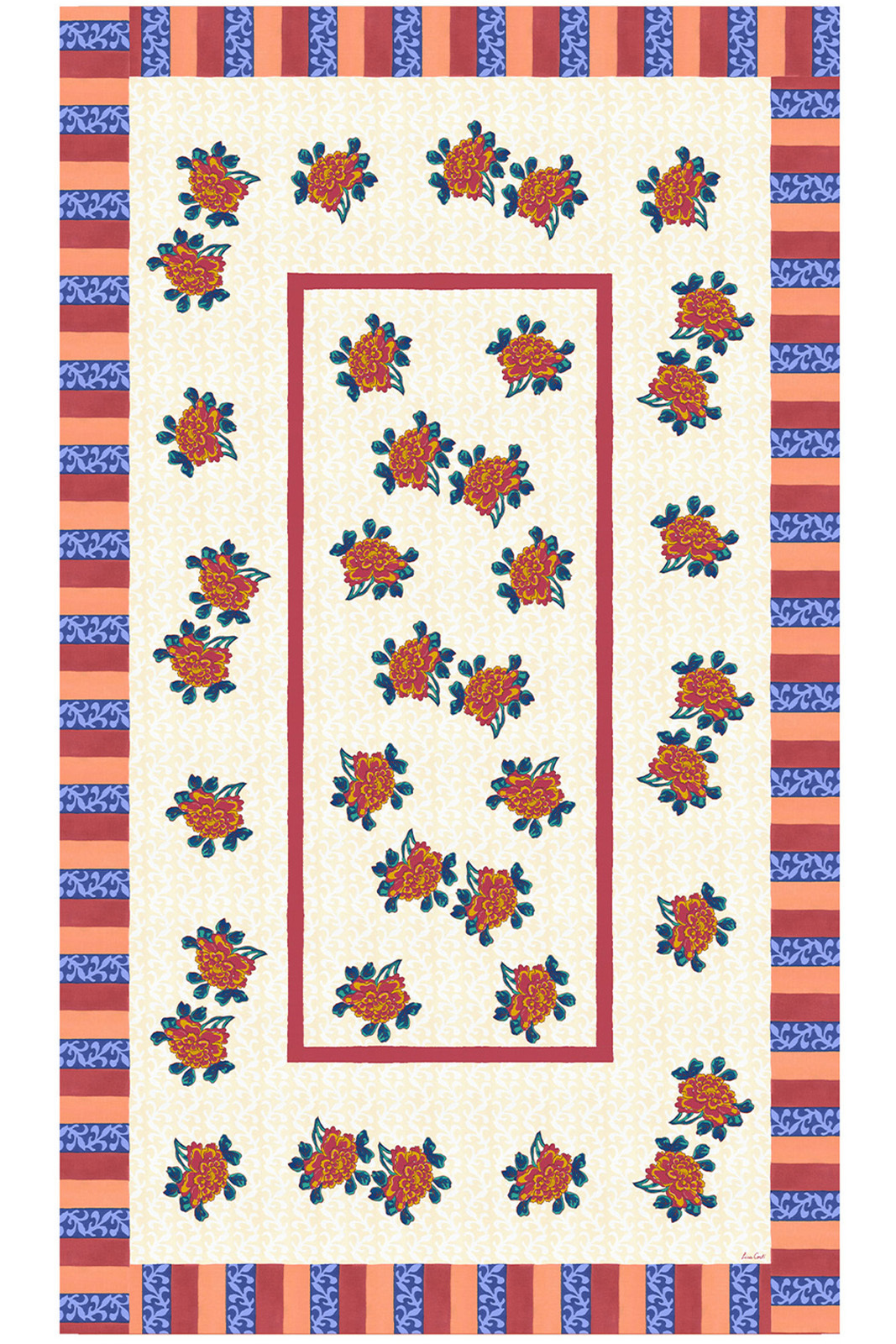 cotton cloth 140x240cm--ortensia red gold