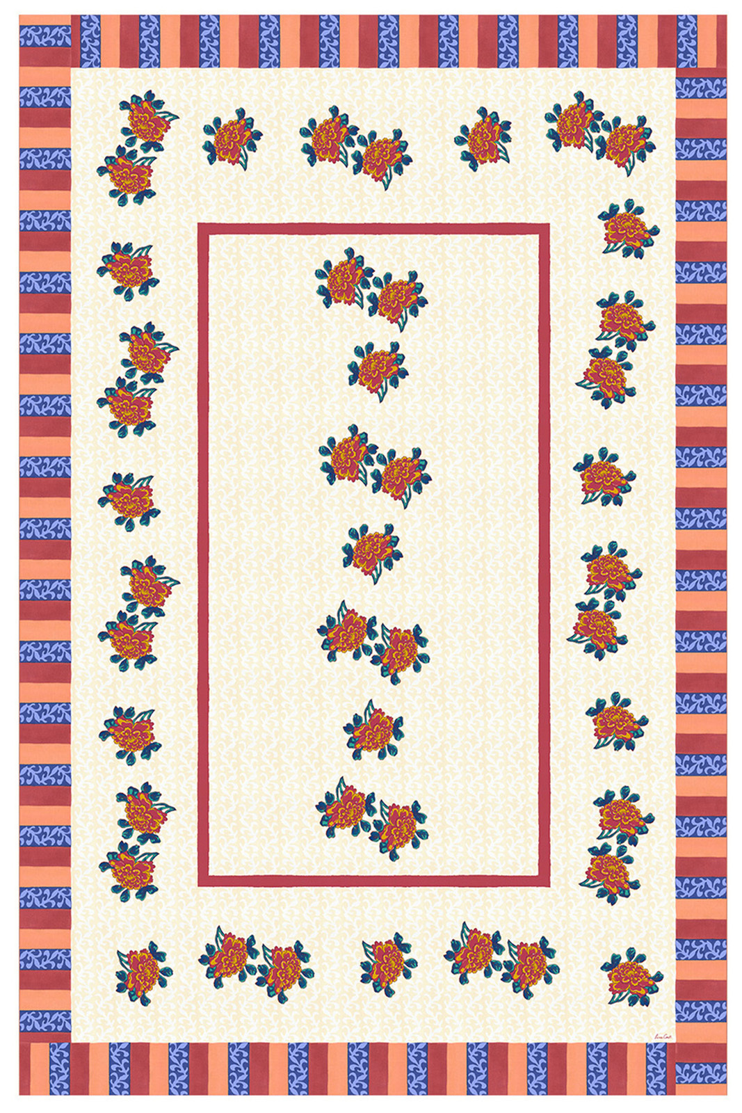 cotton cloth 180x270cm--ortensia red gold