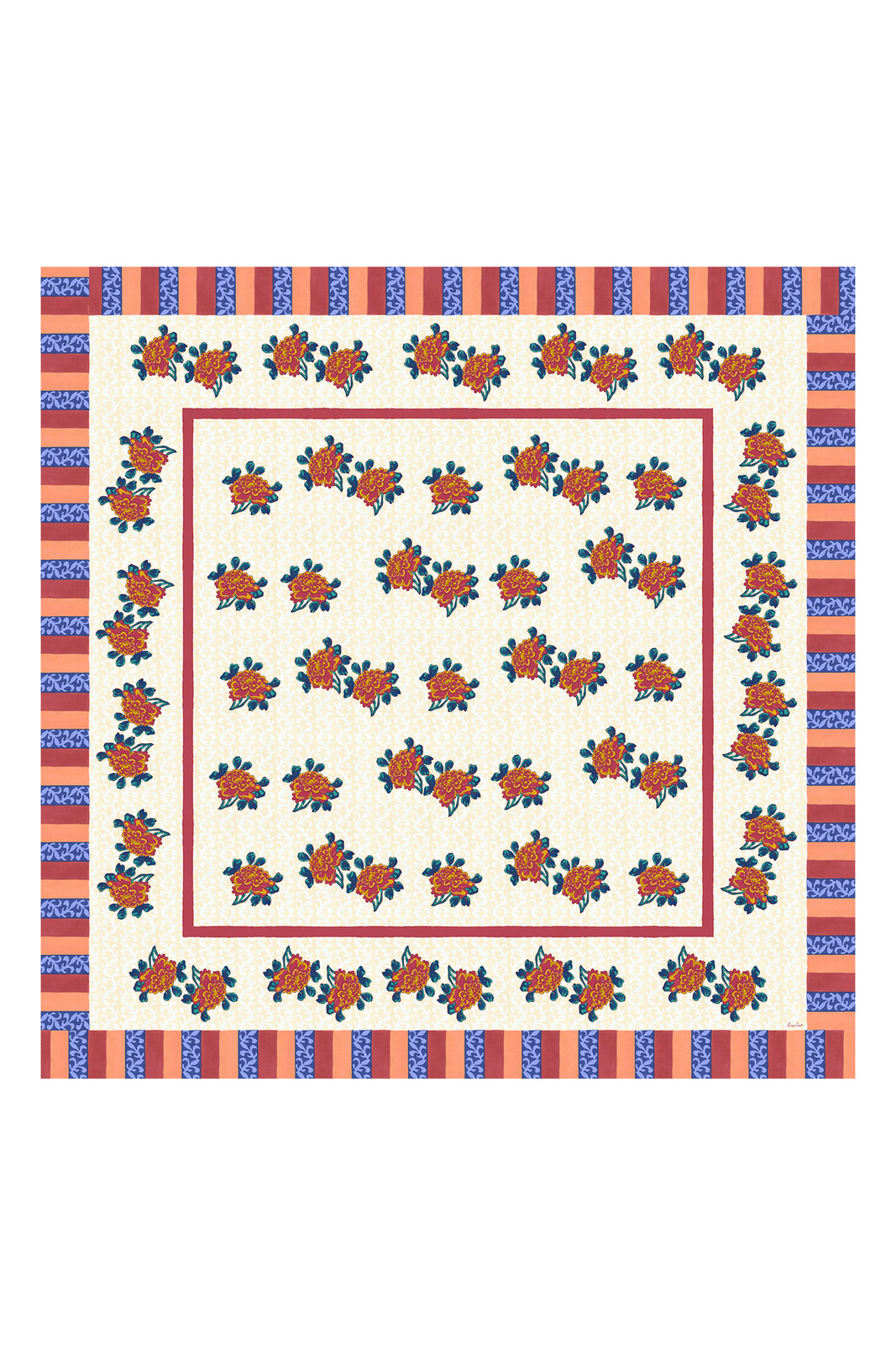 telo cotone 220x220cm--ortensia red gold