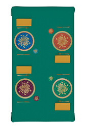 masonite placemat 34cm--gold boule flower red