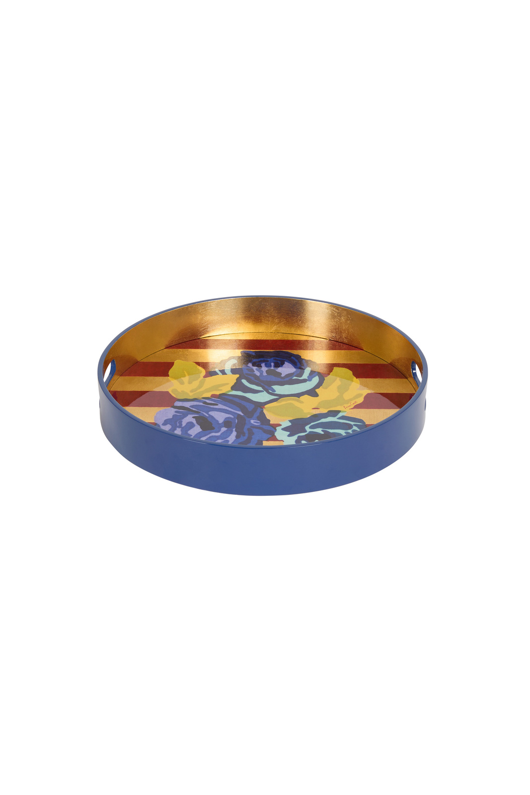 round tray--gold nizam stripes red