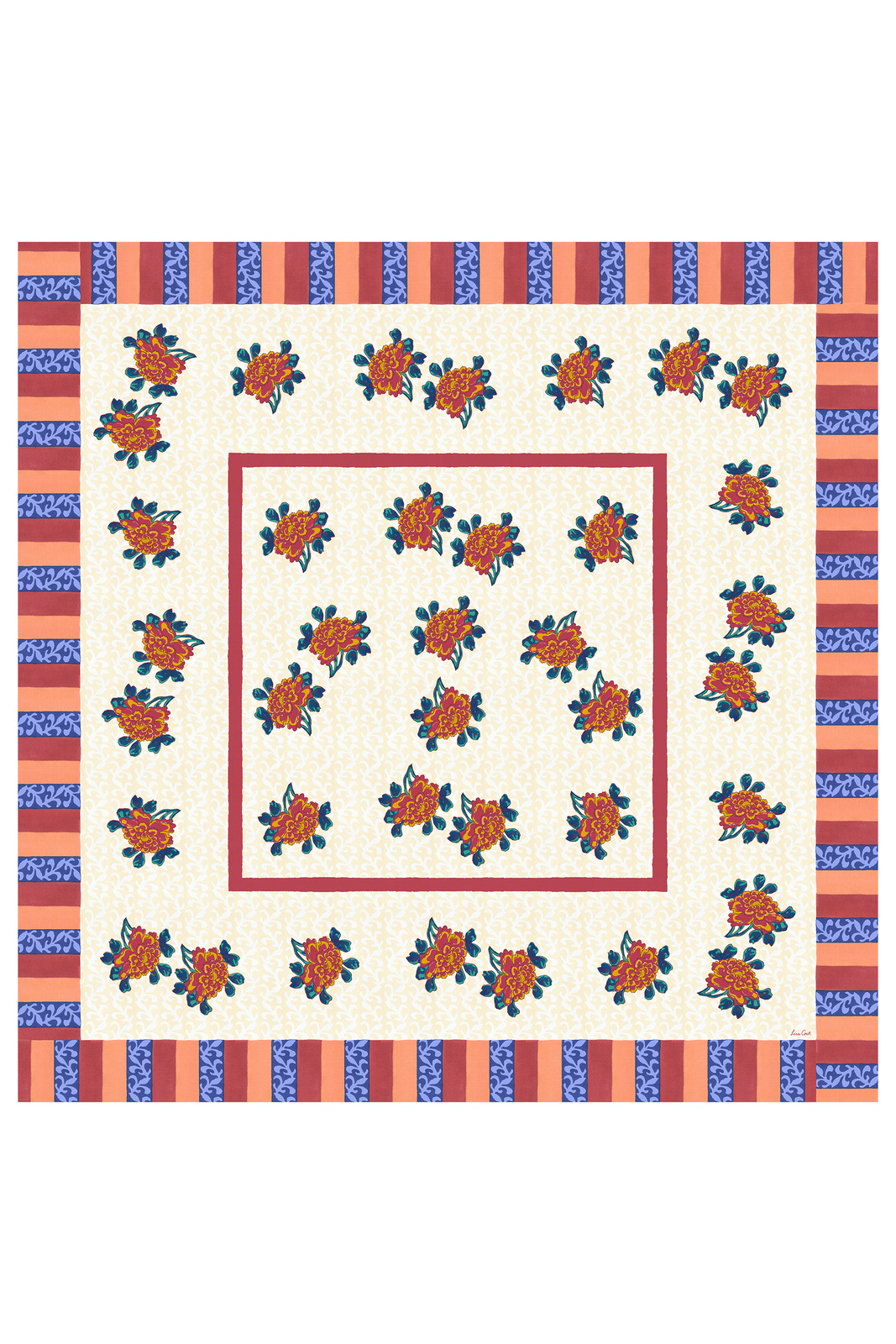 telo cotone 180x180cm--ortensia red gold