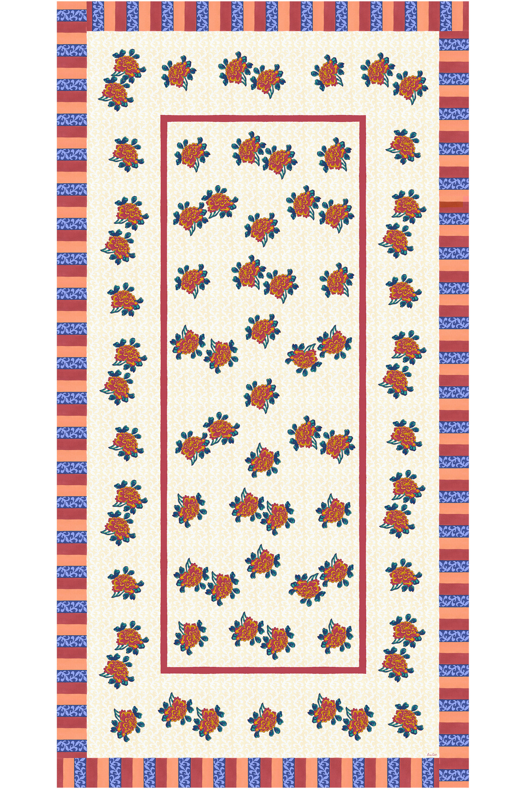 telo cotone 180x350cm--ortensia red gold