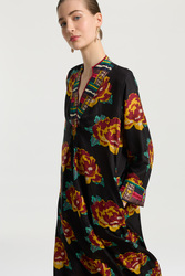 radha kaftan--tamale peony black 