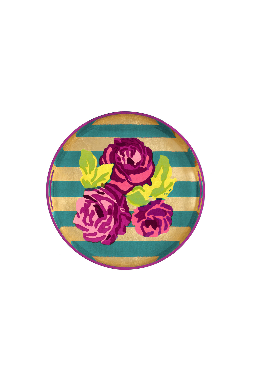 round tray--gold nizam stripes veronese