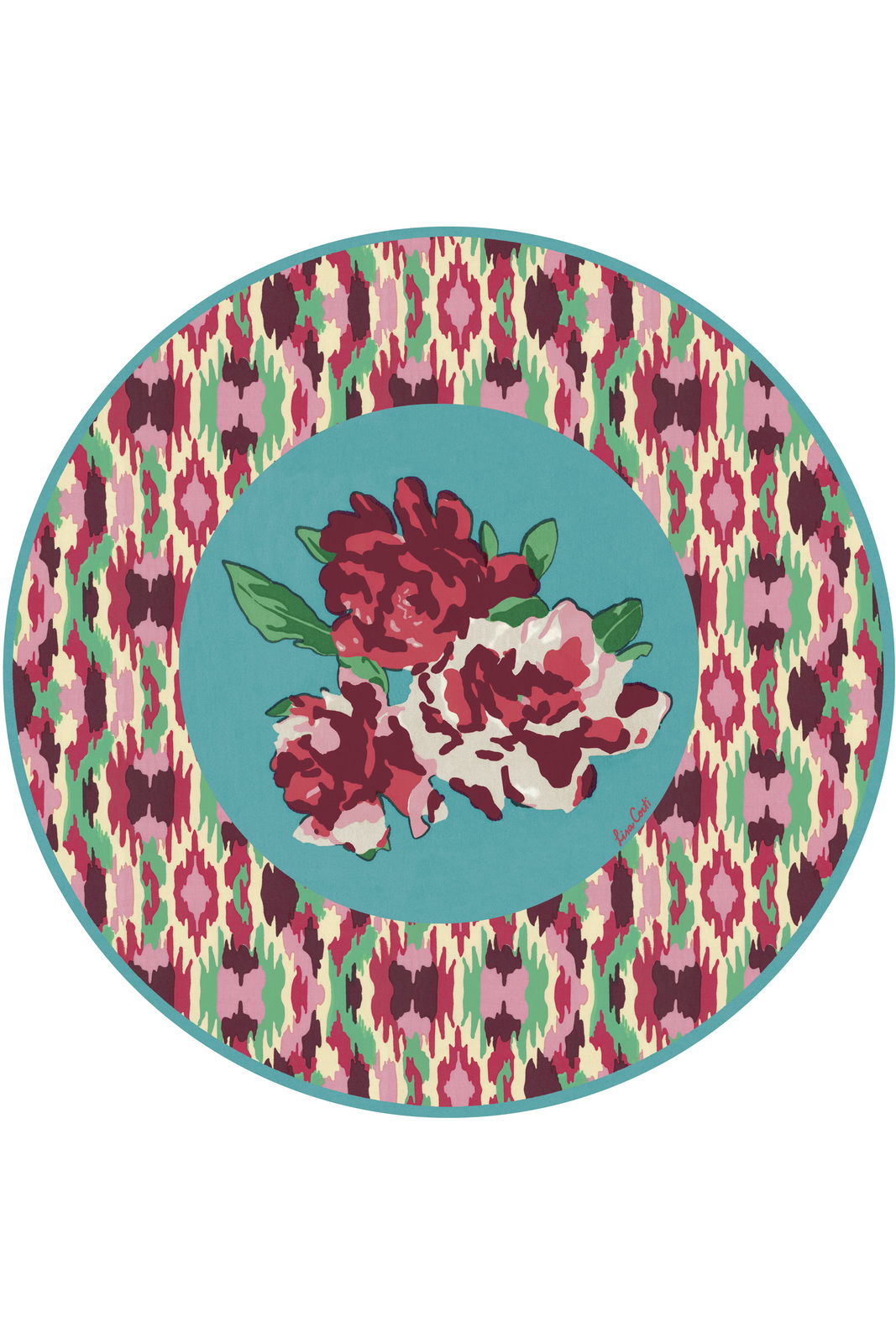 place mat masonite diam 39 con sughero dali' peony turquoise diametro 39