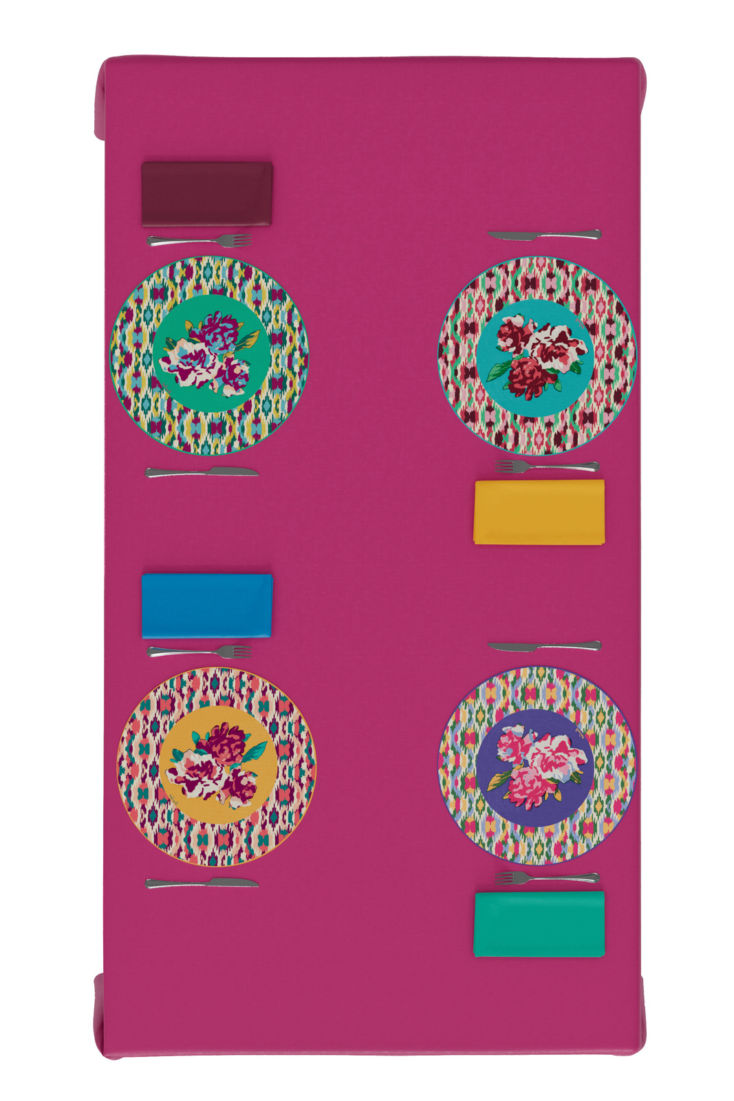 place mat masonite diam 39 con sughero dali' peony turquoise diametro 39