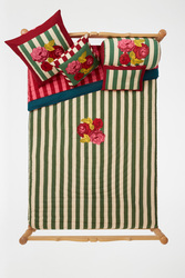 reversible quilt 250x270cm--nizam stripes green natural