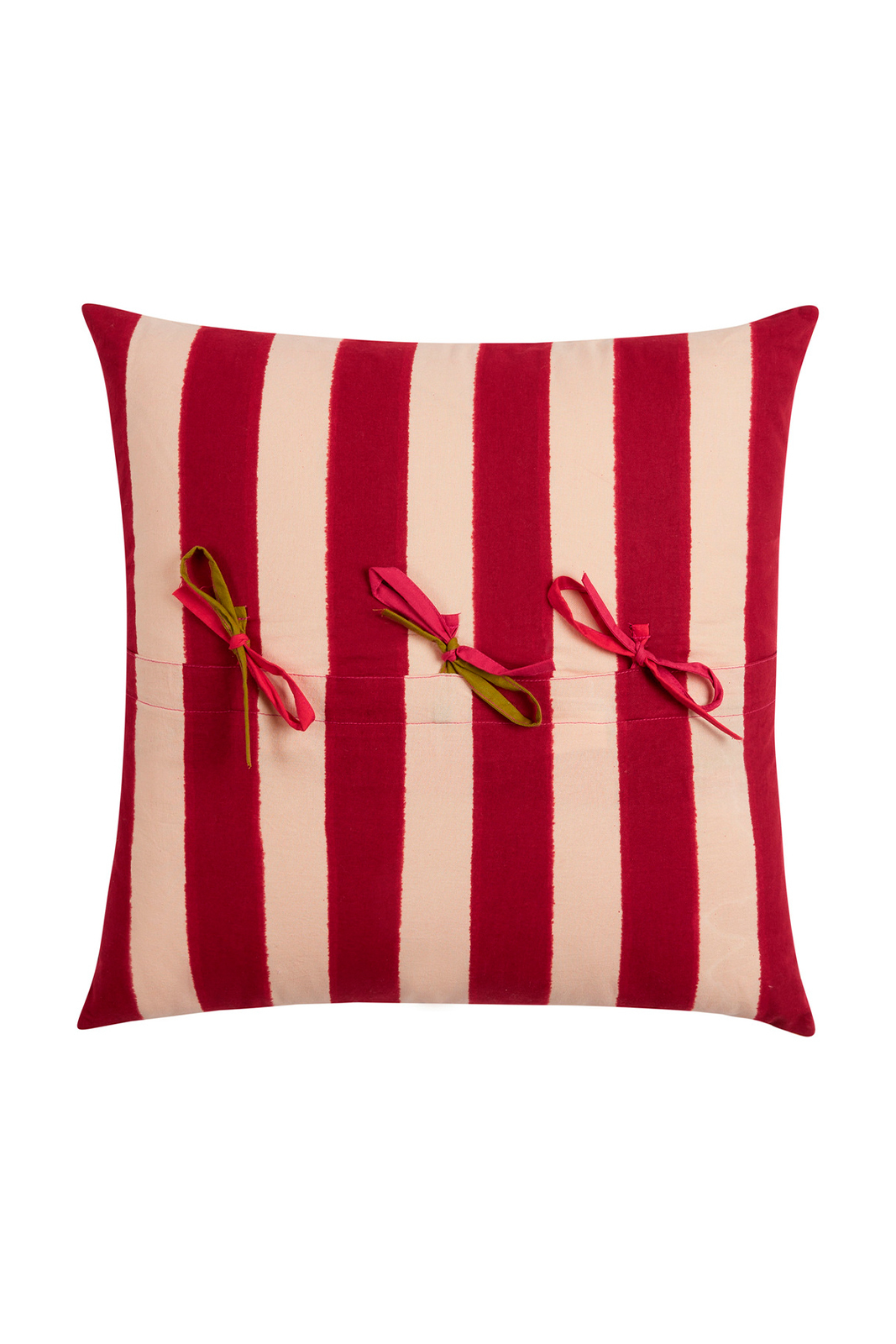 cotton cushion cover 45x45cm--nizam stripes green natural