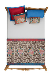 reversible quilt 110x180cm--arabesque corolla natural coffee