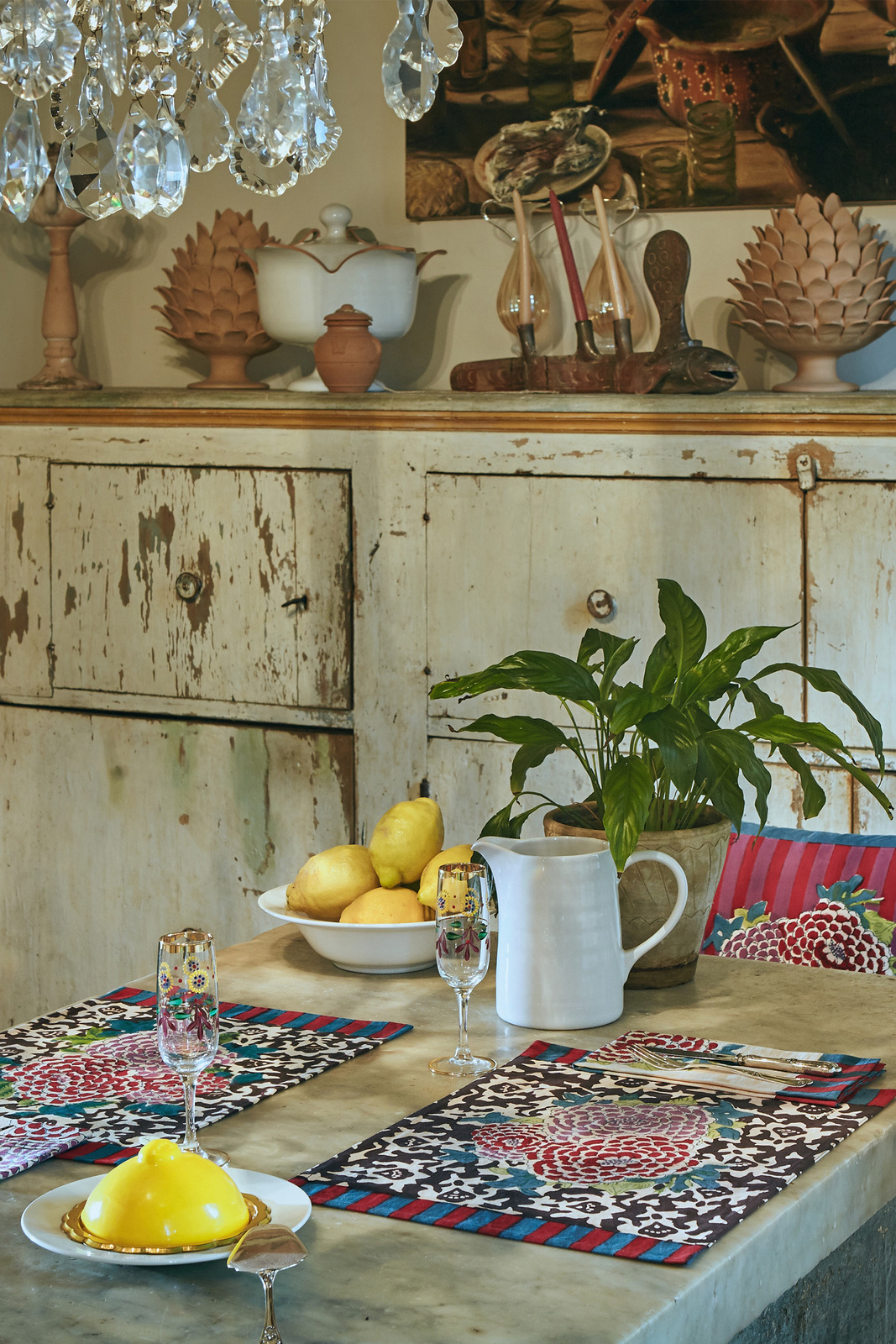cotton placemat 35x48cm--arabesque corolla natural coffee