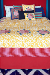 reversible quilt 250x270cm--arabesqua corolla gold natural