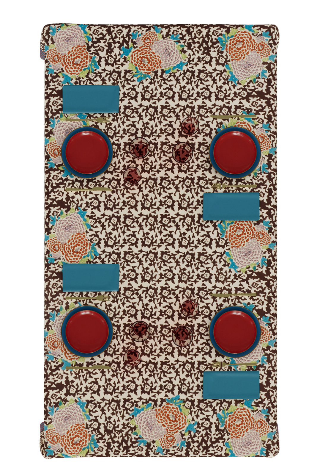 cotton cloth 180x180cm--arabesque corolla natural coffee